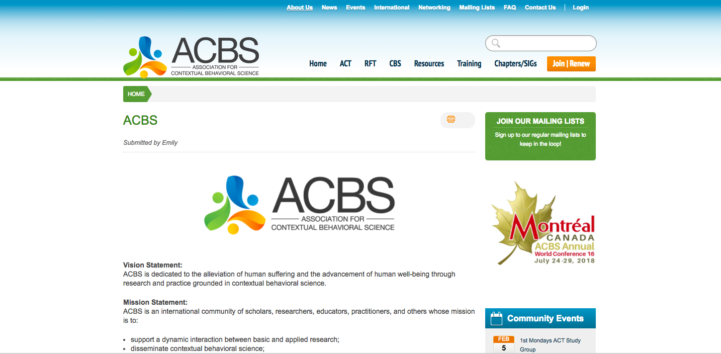 Association for Contextual Behavioral Science (ACBS)